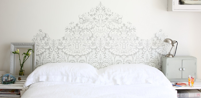 Painted headboard bed white