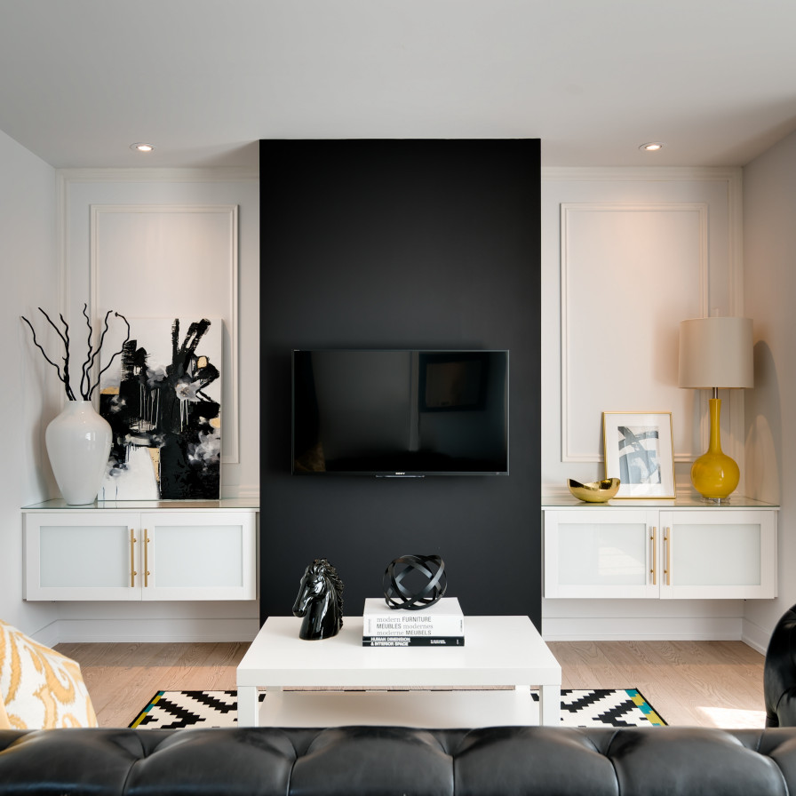 Black TV wall design with amazing decorative luxazin