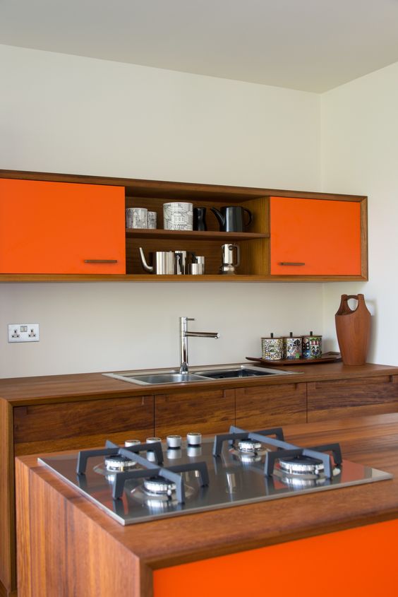 orange kitchen cabinets and wooden cabinets luxazin