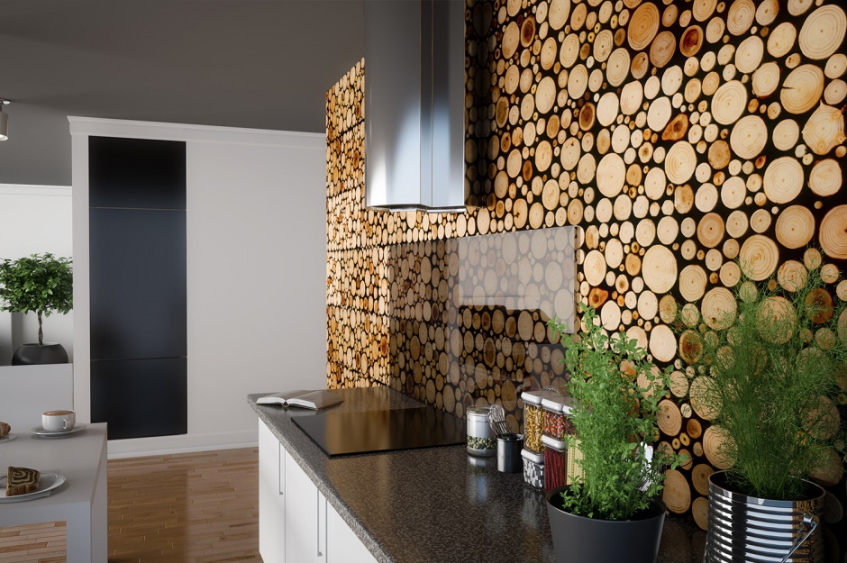 beautiful wooden texture wall in kitchen interior decoration luxazin