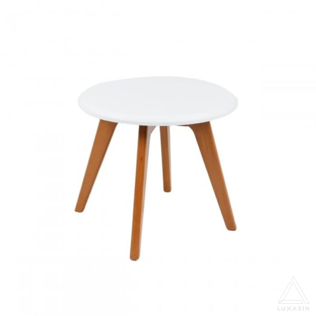 میز عسلی گرد با پایه چوبی